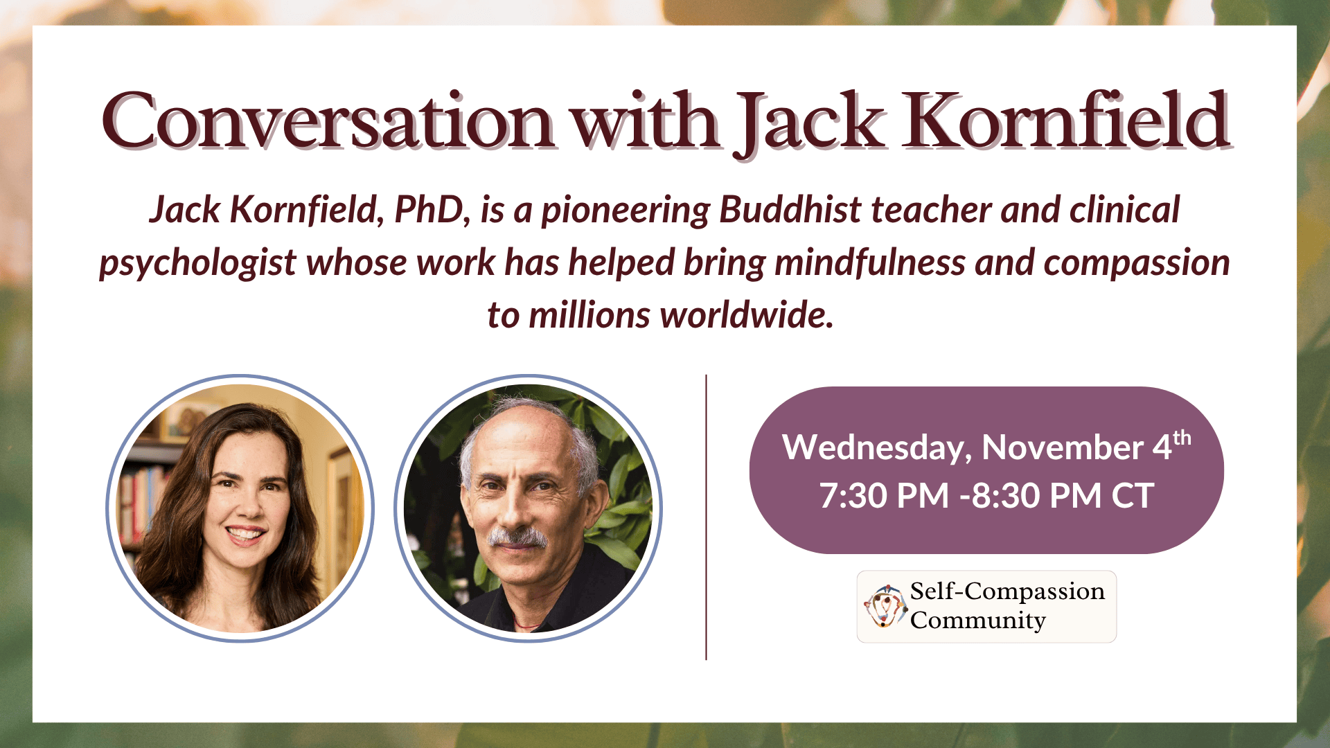 Conversation with Jack Kornfield November 2026